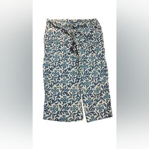 Pax Philomena Indigo Print Wide Leg Cotton Pants Sz XL